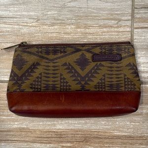 Pendleton clutch bag, genuine leather/thick canvas, southwest aztec print EUC